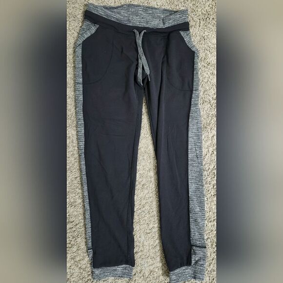 LULULEMON BLACK JOGGER PANTS WITH SIDE STRIPE- SIZE 8 (INSEAM 29”) - Picture 2 of 10